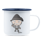 Da Oid Sinzer Grundfiguren Emaille Tasse 375ml Weiss Blau Heuberg Front